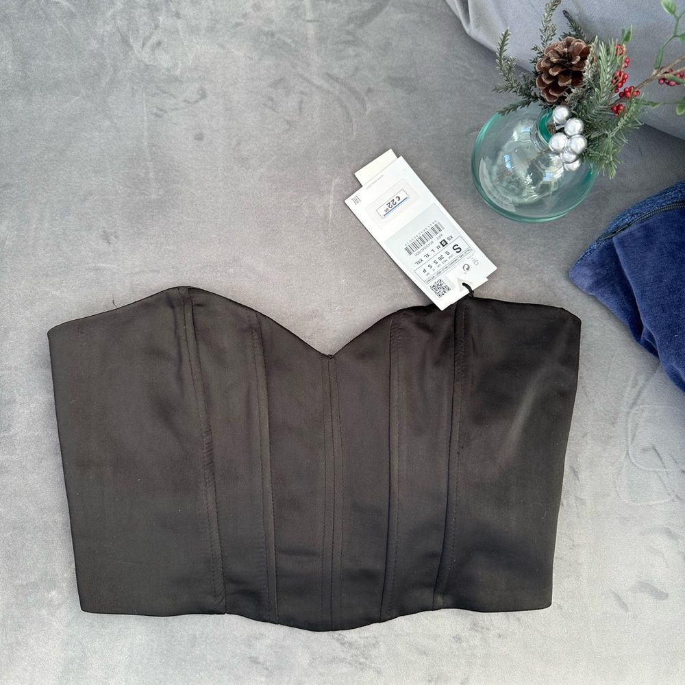 NWT ✨ Zara Strapless Corset-style Crop